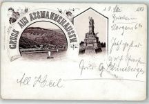 65385 W6220 Assmannshausen 1898 Lithographie Vorläufer Niederwalddenkmal