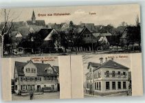 71332 W7050 Hohenacker - Gasthaus zum Ochsen Schulhaus Rathaus Gruss Mann Hut Stock Turm