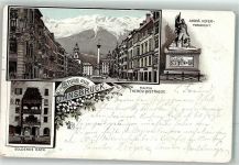 6020 Innsbruck 1895 Vorläufer Maria Theresienstraße Annasäule Andrä Hofer Monument Goldenes Dach Lithographie