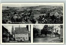 63853 W8751 Mömlingen Gebrauchsspuren Kirche Rathaus Denkmal Auto Haltestelle Wegweiser