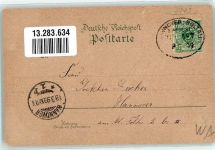 29614 W3040 Soltau 1899 Gebrauchsspuren Lüneburger Heide Altes Bauernhaus Rathaus Gedicht Bahnpoststempel Litho
