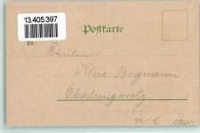 07545 O6500 Gera Lithographie Gruss aus - Grüna - Bahnhof mit Eisenbahn, Postamt, Kräutergewölbe, gute Erhaltung AK