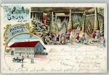 79686 W7861 Hasel 1904 Lithographie Zwerg Gasthaus zur Erdmannshöhle