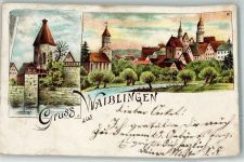 71332 W7050 Waiblingen , Rems 1897 Lithographie Michaelskirche