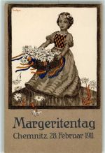 O9000 Chemnitz , Sachs Margeritentag 1911 sign. Terstegen AK Blumentag Lithographie / Künstlerkarte