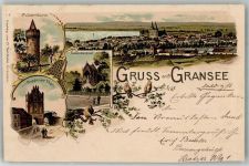 16775 O1430 Gransee 1897 Gebrauchsspuren Luisen- Denkmal Pulverturm Ruppiner Tor Bahnpost Berlin-Stralsund Lithographie