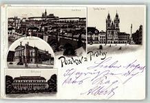 Prag Praha Lithographie