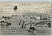 Toulon La Rade, pendant un salut escadre und Ballon AK Marine WK I Gebrauchsspuren