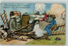 Excelsior Hannoversche Gummiwerke sign. H. Schütz Militär Werbung Auto Künstlerkarte