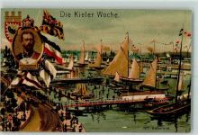 24103 W2300 Kiel , Ostsee 1910 - Die Kieler Woche Nummer 1 Hafenbild mit Porträt Prinz Heinrich von Preussen