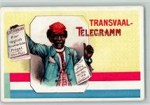 Transvaal Telegramm - Extrablatt - Schwarzafrikaner mit Zeitung Buren 1900