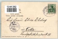 21698 W2165 Harsefeld 1906 Prägedruck Kleeblatt Gartenstraße Kutsche Herrenstraße Pfarrhaus Kirche Lithographie Bahnpost Zug 645 Lithographie