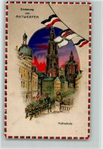 Antwerpen Anvers WK I Eroberung von Antwerpen Lithographie AK HGL Halt gegens Licht