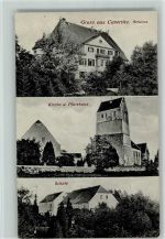 04758 O7261 Cavertitz 1919 - Schloss, Schule, Kirche und Parrhaus AK