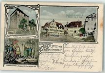 71296 W7258 Heimsheim - Schloss Schulhaus Gasthaus Brauerei Zu den 3 Königen J. Beck Gefangennahme der Schlegler-Könige 1395