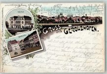 97447 W8723 Gerolzhofen 1898 Lithographie Bahnhof Marktplatz