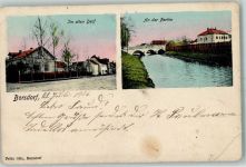 04451 O7122 Borsdorf a d Parthe 1906 Gebrauchsspuren Partie der Parthe und im alten Dorf AK