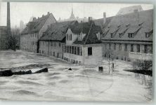 90402 W8500 Nürnberg 1909 Foto AK Agnesbrücke Wildbad Hochwasser 1909