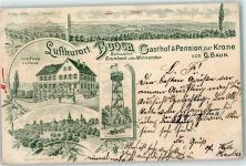 73630 W7064 Buoch Lithographie Gasthof Pension Zur Krone von G. Baun Buocher Aussichtsturm