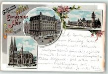 50667 W5021 Köln Altstadt-Nord 103 1898 Lithographie Hotel Englischer Hof Pferdestraßenbahn Hauptbahnhof Kölner Dom