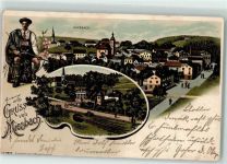 83714 W8160 Miesbach 1904 Lithographie Förster Gewehr Stadtpfarrkirche