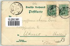 47533 W4190 Kleve , Niederrhein 1901 Lithographie Moritz-Denkmal Amphietheater Schwanenburg Wappen