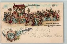 23552 W2400 Lübeck 1898 Lithographie Volksfest Gruppe II des Festzuges Heimkehr des Rathsherrn mit der Urkunde der Reichsfreiheit Nr 1226 13. Jahrh.