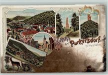 3002 Purkersdorf 1899 Lithographie Gruss aus - Schöffel Warte, Marktplatz, Aussichtsturm, Teilansicht AK