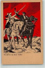 Po bitve na bile hore Karikatur - Der Sieg der Reaktion des Katholiken und Absolutismus von Habsburg, das Grab der tschechischen Nation. Politik Motiv Tschechien Künstlerkarte