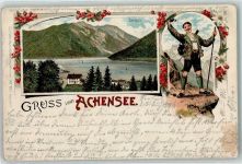 9521 Seespitz 1896 Gebrauchsspuren Achensee Tracht Lithographie