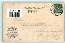 33175 W4792 Bad Lippspringe 1899 Gebrauchsspuren Eingang zum Kurgarten Ruine der Tempelherrenburg Jordan Quelle Lithographie