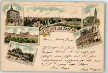 24534 W2350 Neumünster , Holst 1897 Lithographie Kaserne Kath. Kirche Schule Kaiserl. Postamt