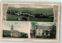 53945 W5378 Rohr , Eifel 1911 Gebrauchsspuren Kirche Pastorat Rinderweide