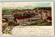 83714 W8160 Miesbach 1901 Lithographie Bahnhof Eisenbahn
