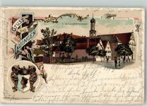 89415 W8882 Lauingen Donau 1908 Lithographie K. Schullehrerseminar Wappen