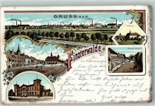 03238 O7980 Finsterwalde 1901 Lithographie Markt Bahnhof Berliner Straße Schloss