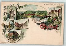 99885 O5807 Ohrdruf Lithographie Kriegerdenkmal Post Kirchgasse Rathaus