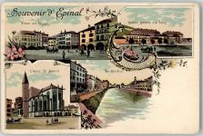 88000 Epinal Gebrauchsspuren Place des Vosges Quartier Bonnard ala Vierge L'Eglise St. Maurice Le Boudicu Lithographie