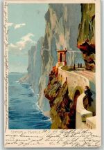 Riva del Garda Reif Strada di Ponale Zieher, Ottmar 1475 Diemer, Z. 1899 Lithographie / Künstlerkarte