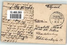 W2940 Wilhelmshaven Marineschiffspost Nr. 9 14.10.16 - Stapellauf des Kreuzers Hindenburg sign. Schwarmstädt Marine WK I Künstlerkarte