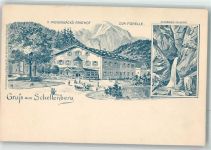 83346 W8221 Schellenberg , Chiemgau Lithographie Vorläufer Gasthaus zur Forelle Almbach-Klam frühe AK