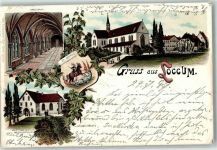 31547 W3076 Loccum 1897 Lithographie Wappen St. Georg Kloster Kreuzgang Georgskapelle