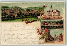 04736 O7305 Waldheim , Sachs Lithographie Kgl. Strafanstalt Obermarkt Neues Rathaus