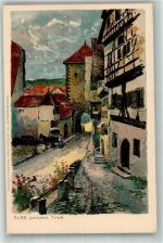 W7240 Horb am Neckar Fritz Bergen Nr. 1729 Unteres Tor Zieher Ottmar 1900 Lithographie