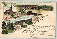 34454 W3548 Arolsen 1898 Lithographie Rauch's Geburtshaus Fürstl. Residenz-Schloß Bahnhof Ev. Kirche