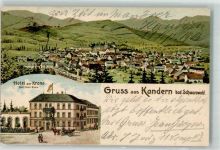 79400 W7842 Kandern 1905 Lithographie Hotel zur Krone Bahnhof