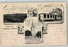 77652 W7600 Griesheim , Kr Offenburg 1909 - Kirche Kinderschule Gruss Blumen