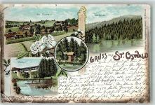 94566 W8351 St. Oswald , Niederbay 1900 Lithographie Rachelsee Viadukt Dienst-Hütte