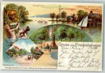 O1162 Friedrichshagen Gruss aus Müggelsee Meerjungfrau Mermaid Nixe 1899 Lithographie / Künstlerkarte