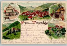 73349 W7346 Wiesensteig 1919 Lithographie Gasthaus Lamm Malakoff Papiermühle Drackenstein